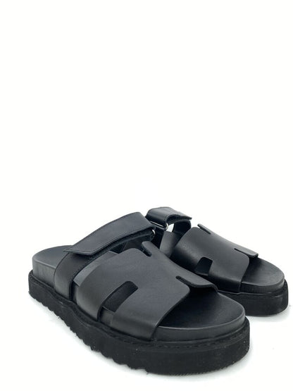 Black Slip-On Sandal with Thick Sole