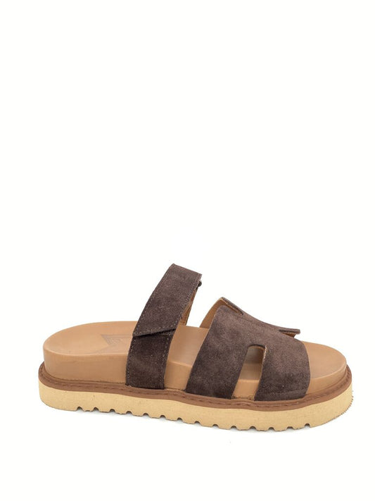 Brown Suede Slide Sandals with Comfort Sole