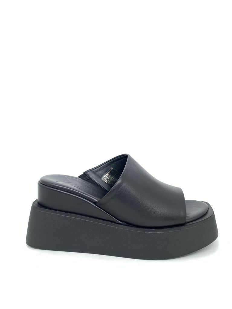 Black Platform Slide Sandals with Open Toe