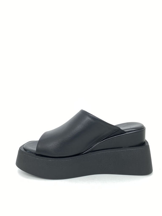Black Platform Slide Sandals with Open Toe