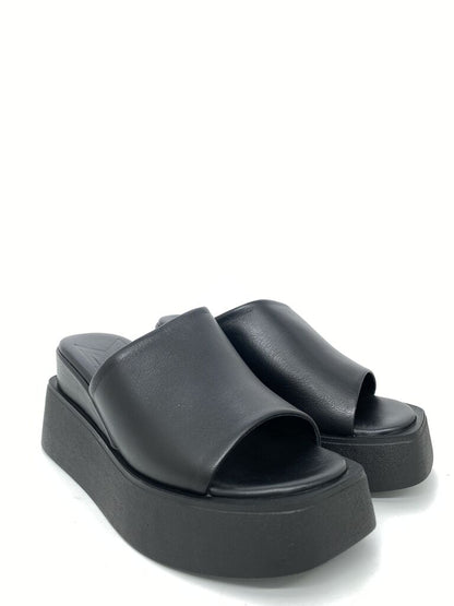 Black Platform Slide Sandals with Open Toe