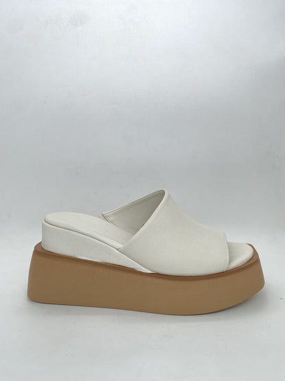 White Platform Slide Sandals with Chunky Sole