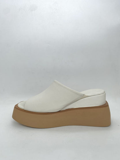 White Platform Slide Sandals with Chunky Sole