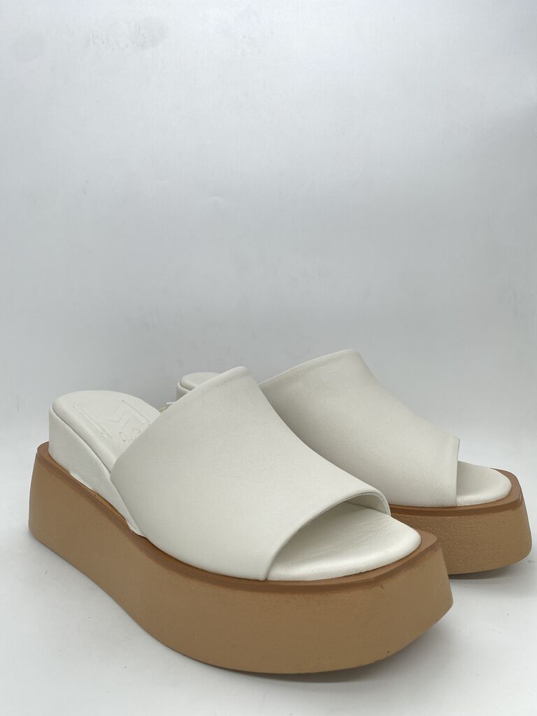 White Platform Slide Sandals with Chunky Sole