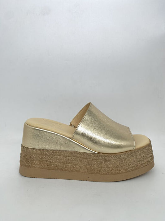 Gold Metallic Platform Slip-On Sandal