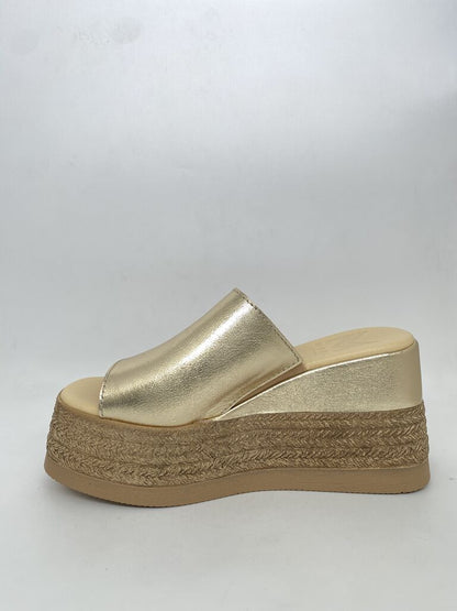 Gold Metallic Platform Slip-On Sandal
