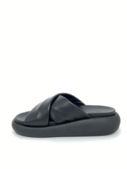 Black Crisscross Slide Sandals with Cushioned Sole