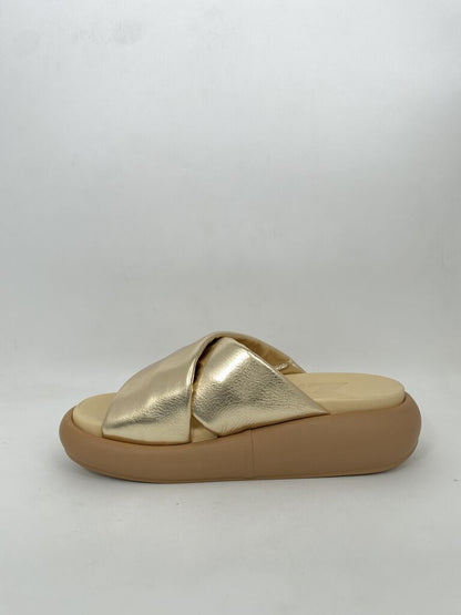 Gold Metallic Slide Sandals with Padded Sole
