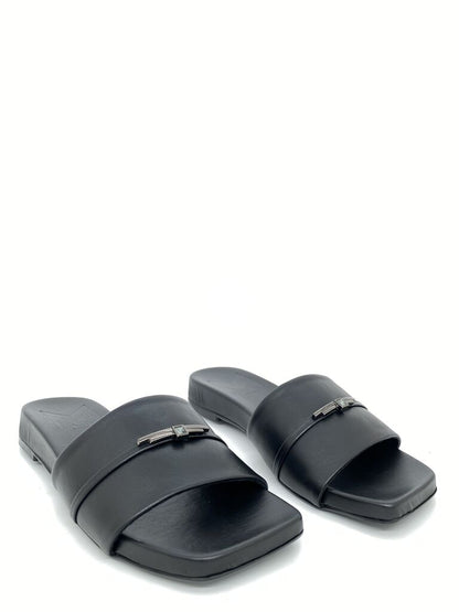 Black Slide Sandals with Minimalist Design