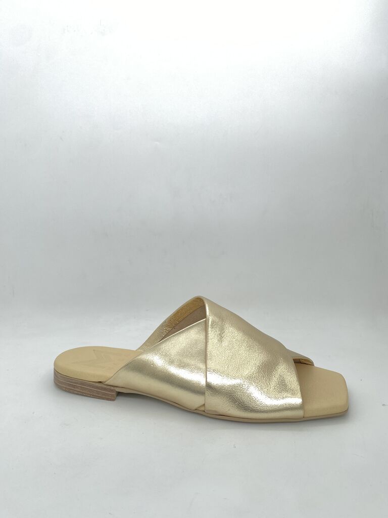 Gold Metallic Slide Sandals with Open Toe