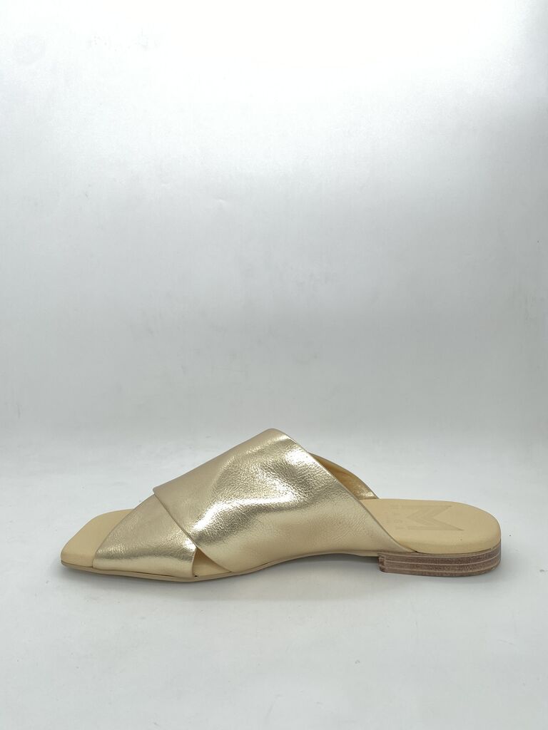 Gold Metallic Slide Sandals with Open Toe