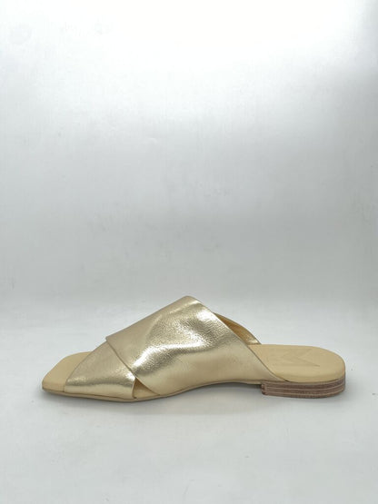 Gold Metallic Slide Sandals with Open Toe