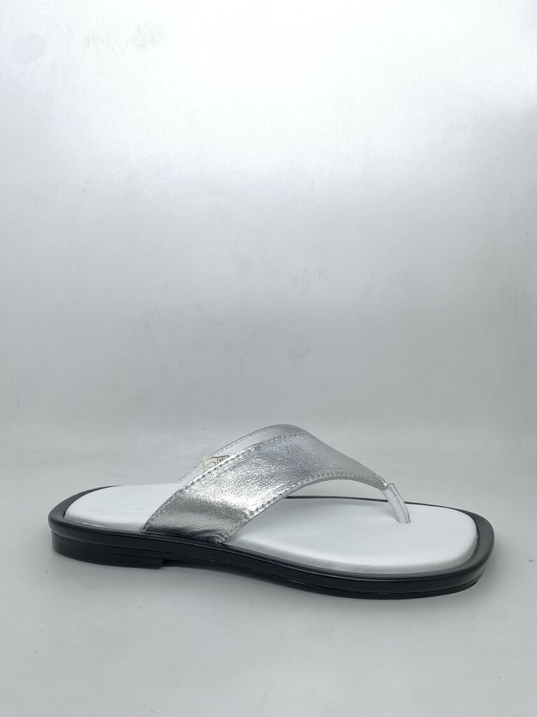 Silver Metallic Flip-Flop with Cushioned Base