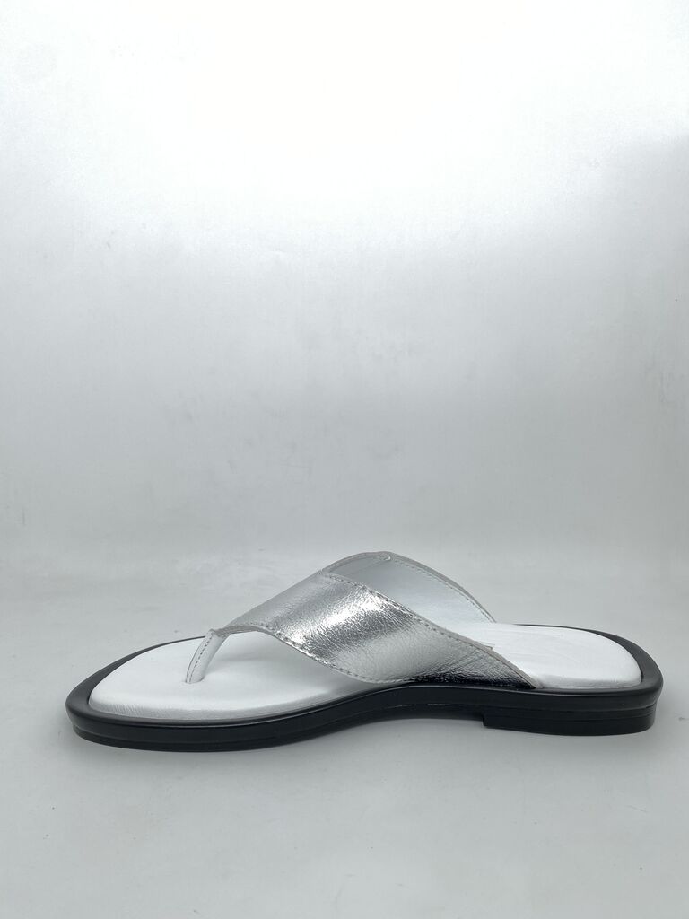 Silver Metallic Flip-Flop with Cushioned Base