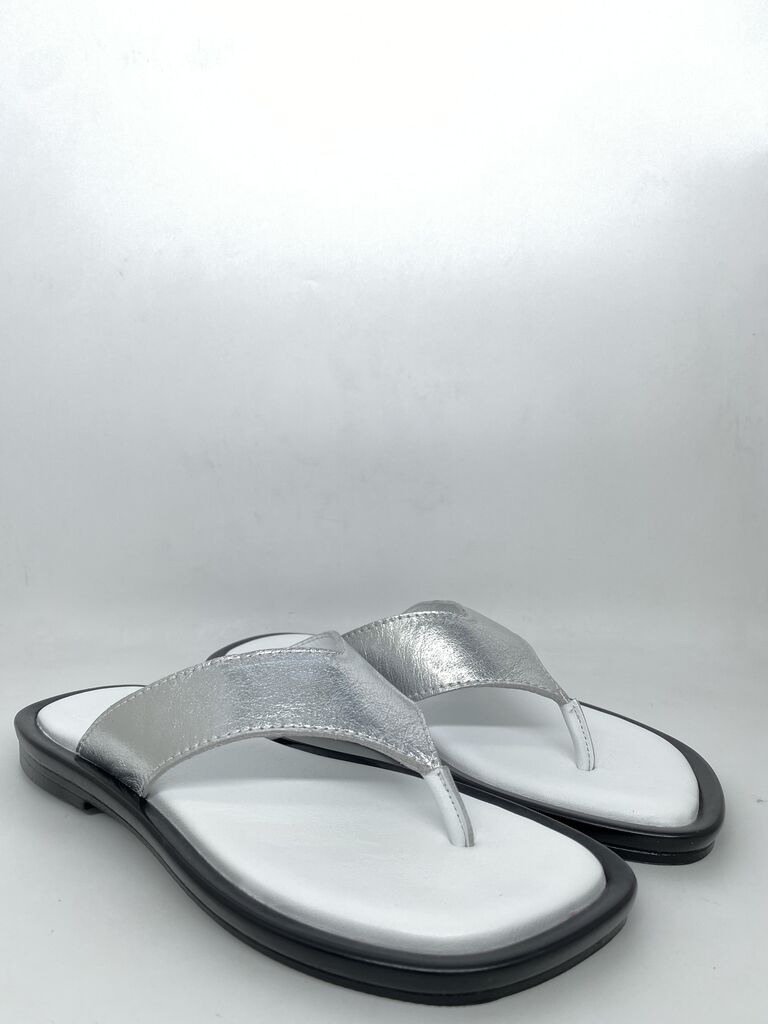 Silver Metallic Flip-Flop with Cushioned Base