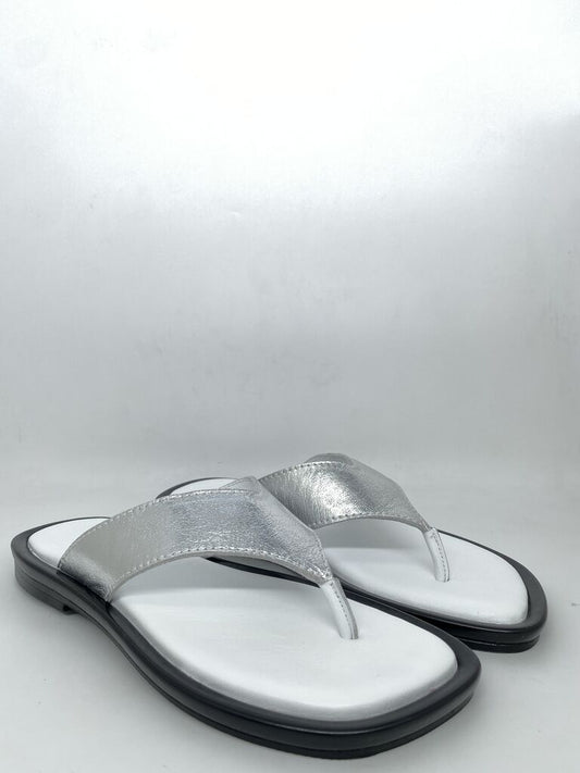 Silver Metallic Flip-Flop with Cushioned Base