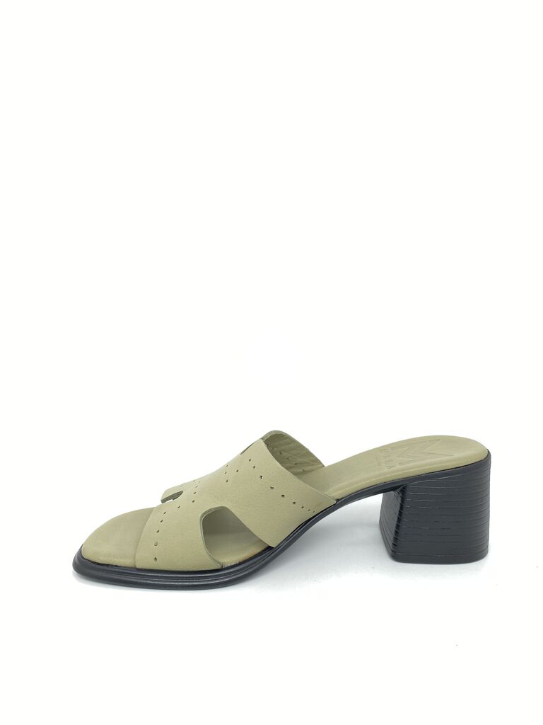 Olive Open-Toe Block Heel Slide Sandal