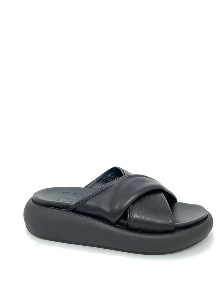 Black Slide Sandal with Cushioned Sole