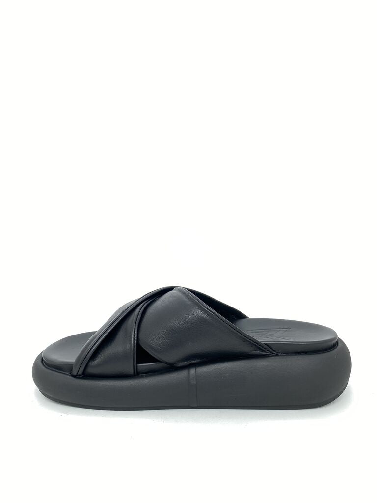 Black Slide Sandal with Cushioned Sole