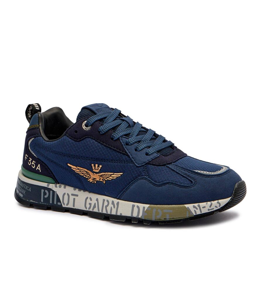 Navy Embossed Sneakers with Graphic Design