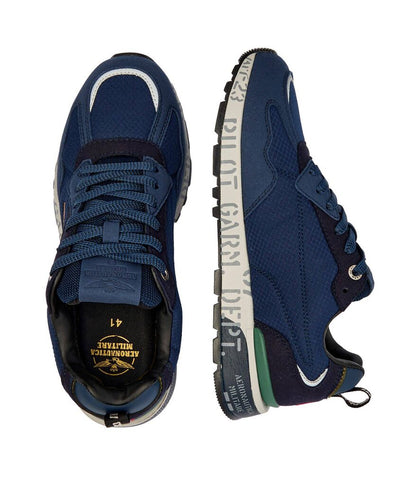 Navy Embossed Sneakers with Graphic Design