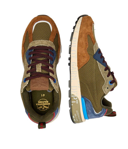 Multicolor Suede Low-Top Sneakers with Winged Detail