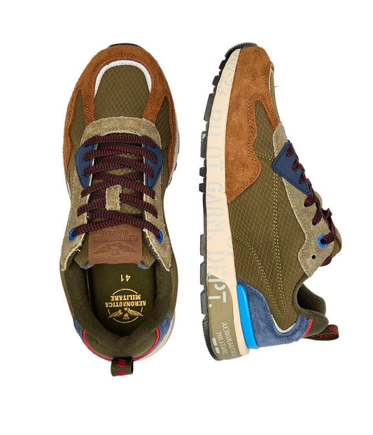 Multicolor Suede Low-Top Sneakers with Winged Detail