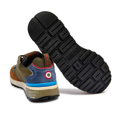 Multicolor Suede Low-Top Sneakers with Winged Detail