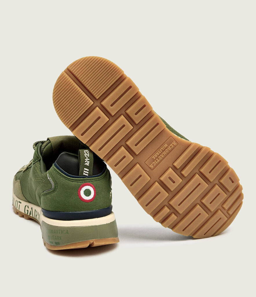 Green Mesh Sneakers with Embroidered Emblem