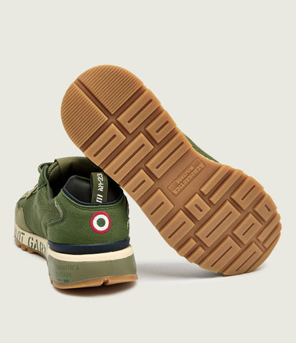 Green Mesh Sneakers with Embroidered Emblem