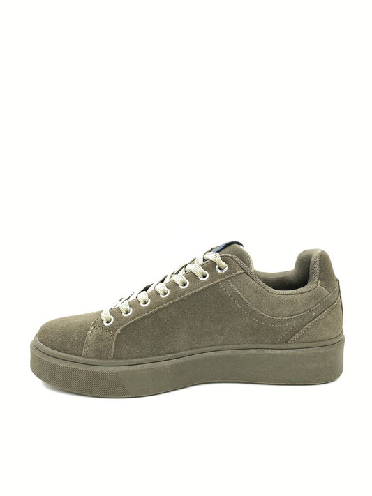 Olive Suede Sneakers with Embroidered Logo