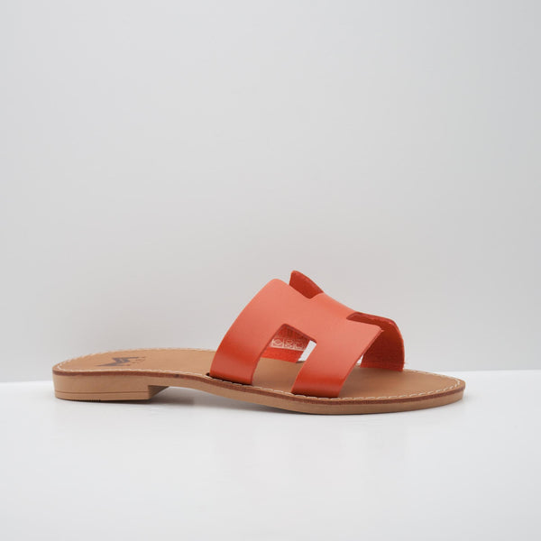 Blue Leather Slide Sandals with Open Toe