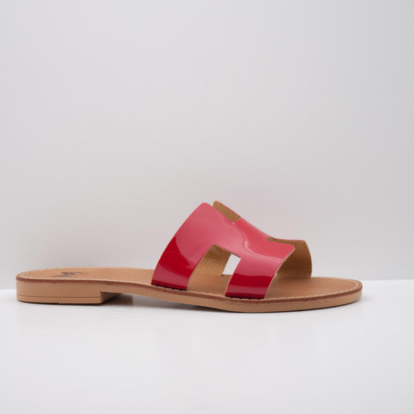 Red Glossy Sandal with Bold Cutout Design
