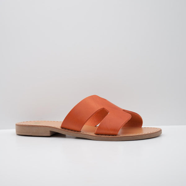 Orange Slide Sandals with Cut-Out Detail