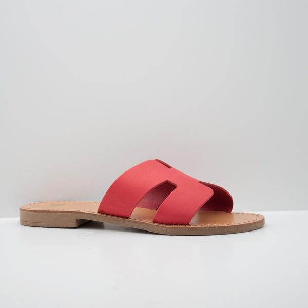 Coral Slide Sandals with Cutout Detail
