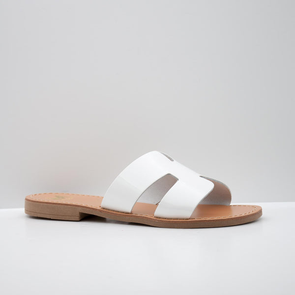 White Glossy Slide Sandal with Minimalist Design