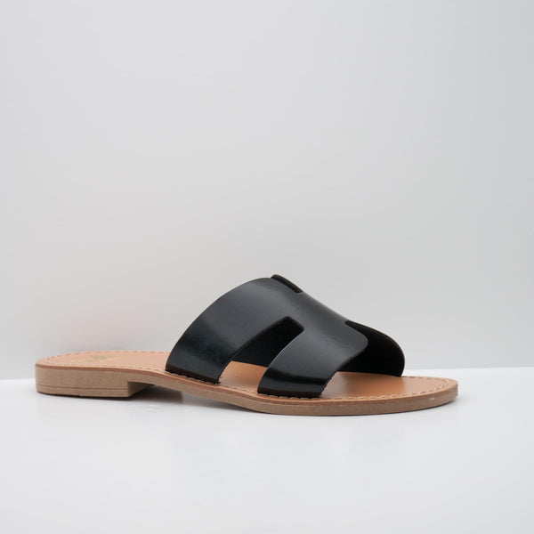 Black Slide Sandals with Open Toe Design