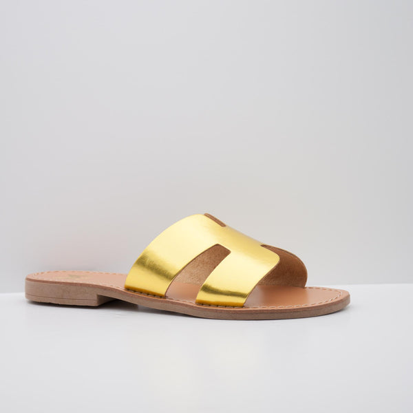 Gold Slide Sandal Simple Cutout