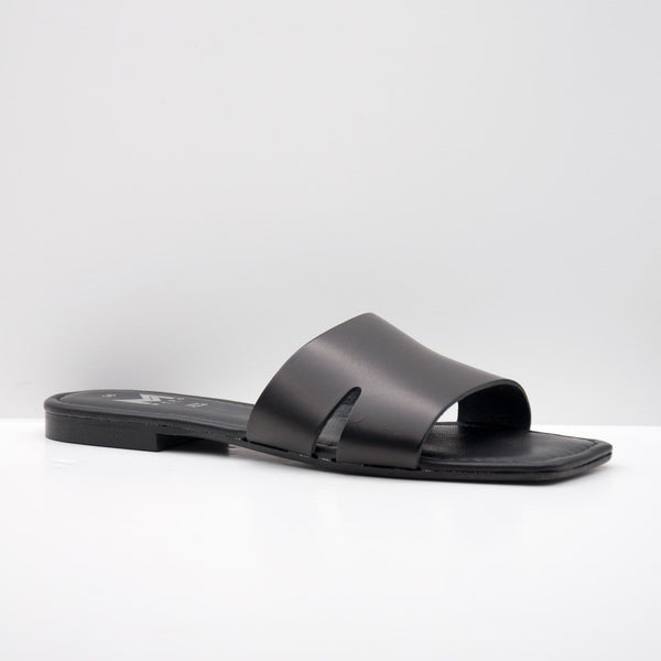 Black Slide Sandals with Open Toe Design