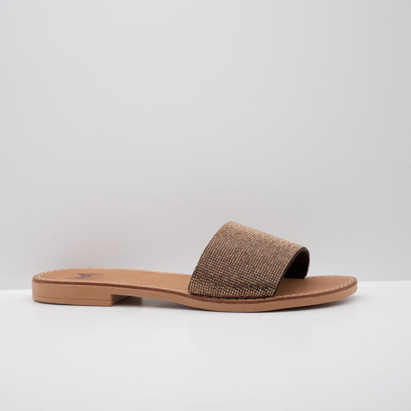 Brown Woven Slide Sandals with Flat Sole