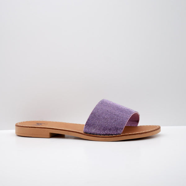 Lavender Textured Slide Sandals with Open Toe