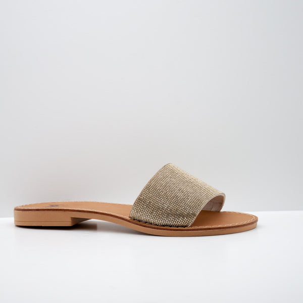Neutral Textured Slide Flat Sandal