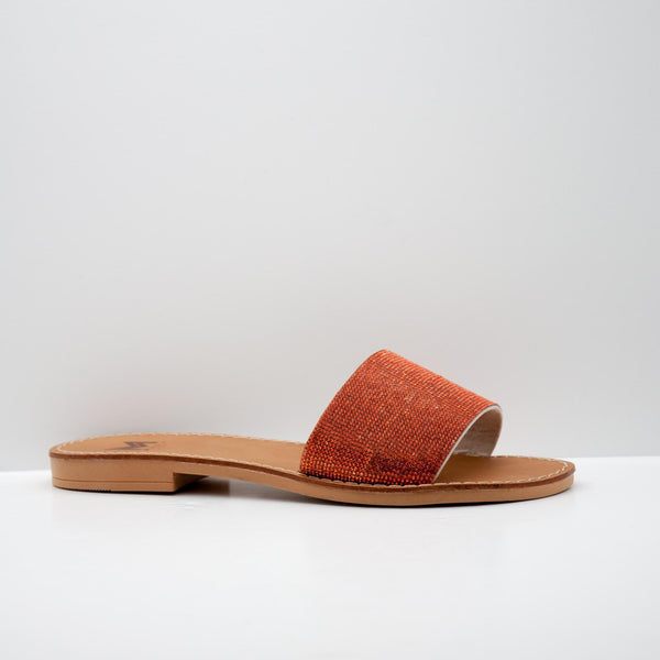 Orange Textured Slide Sandal with Open Toe
