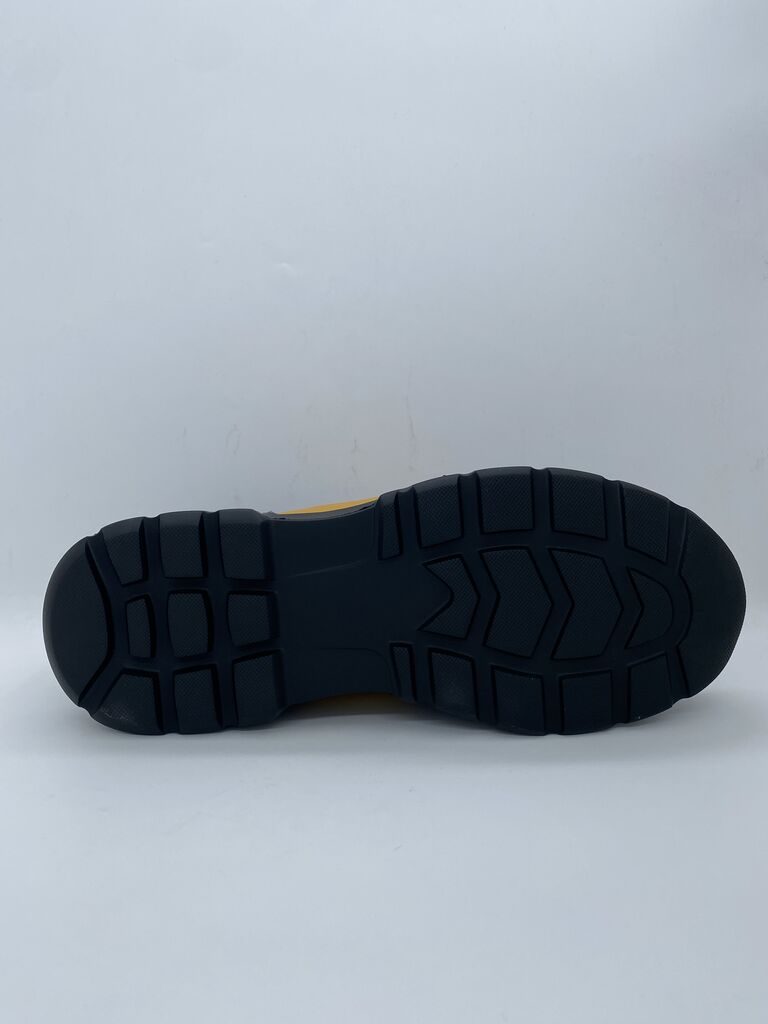 Blue Yellow Suede Sneakers with Logo Accent