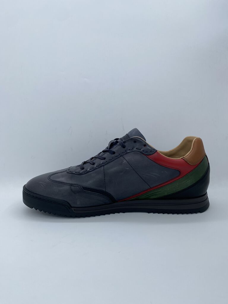 Colorblock Leather Sneaker with Low Profile