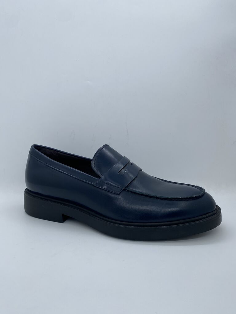 Navy Leather Loafer Classic Penny Style