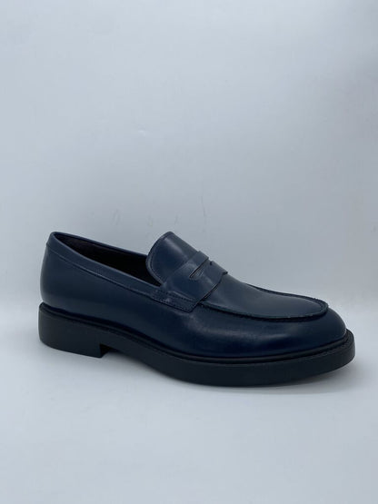 Navy Leather Loafer Classic Penny Style