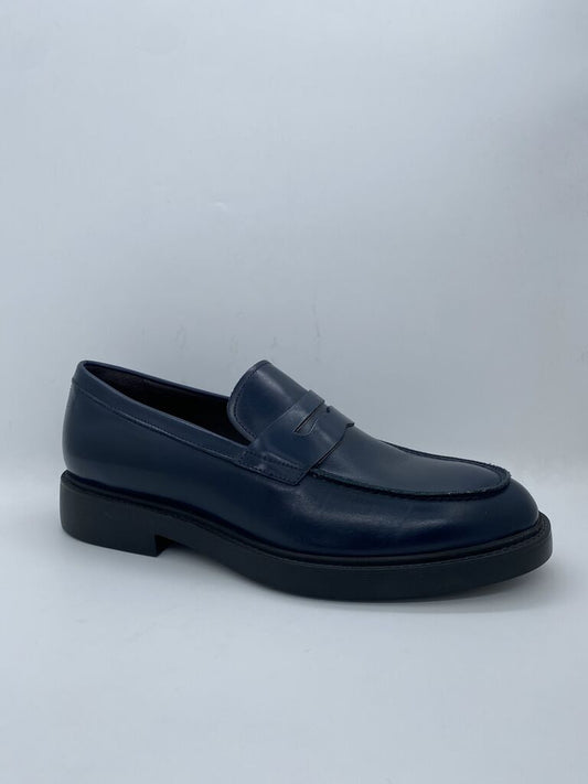 Navy Leather Loafer Classic Penny Style