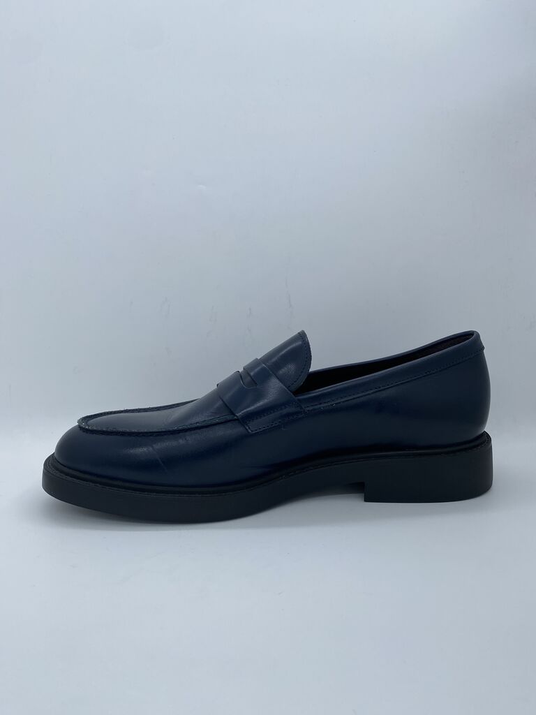 Navy Leather Loafer Classic Penny Style