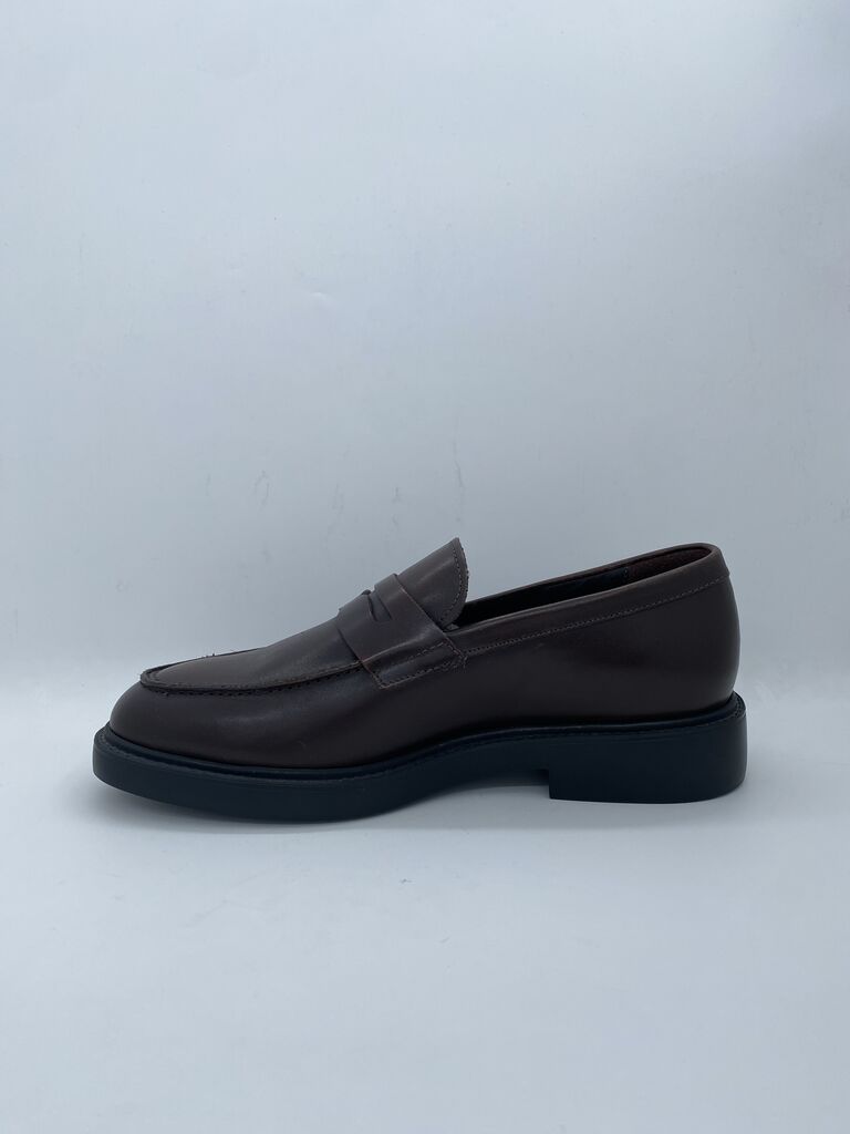 Brown Leather Penny Loafers with Low Heel